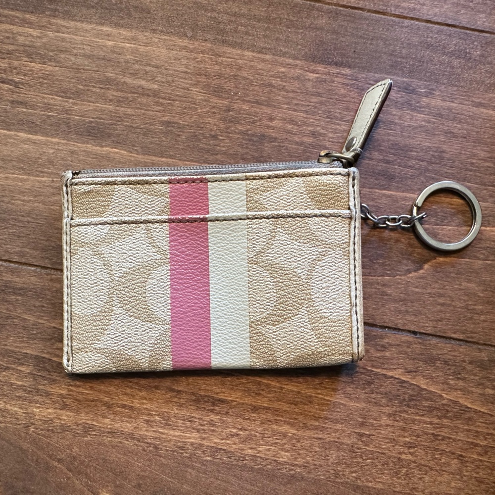 Vintage Coach Signature Wristlet in Tan, Cream, and Pink